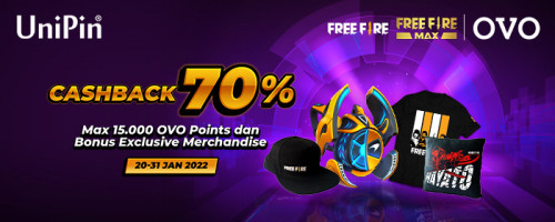 PROMO – Dapatkan Cashback 70% & Merchandise Free Fire Hanya di UniPin!